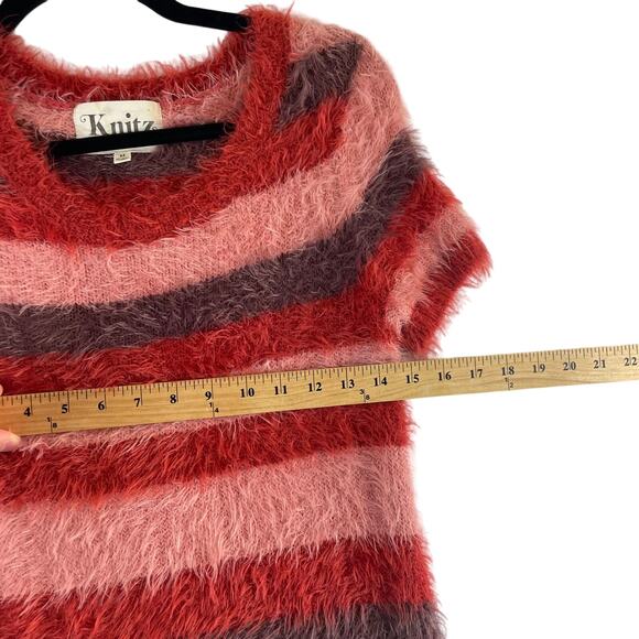 Knitz For Love & Lemons Revolve Fleetwood Sweater Dress in Burgundy Stripe SZ M - Picture 7 of 10